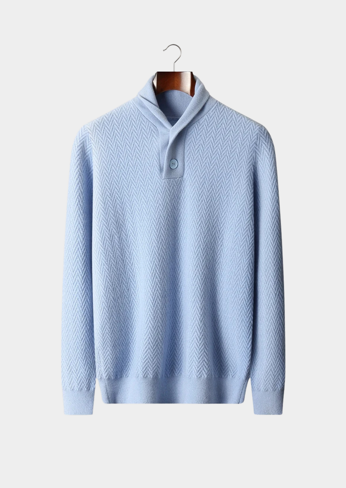PREMIUM CASHMERE ZIGZAG BUTTON SWEATER